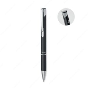 Olovka kemijska BERN RA Push button, plavi ispis, aluminijska, crna