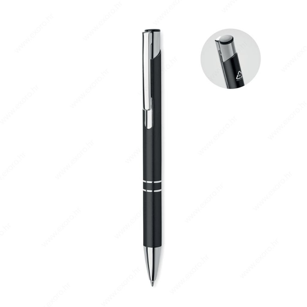 MO6561-03 Olovka kemijska BERN RA Push button, plavi uložak, aluminijska, crna