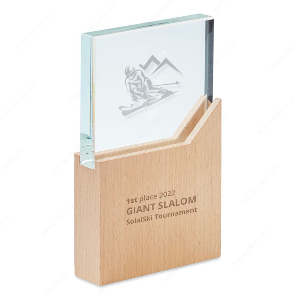 MO6585-40 Nagradna plaketa ZEAL, staklo + drvo