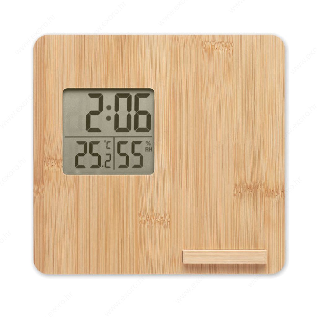 MO6665-40 Punjač bežični FARREL + meteorološka stanica, 15W, drveni