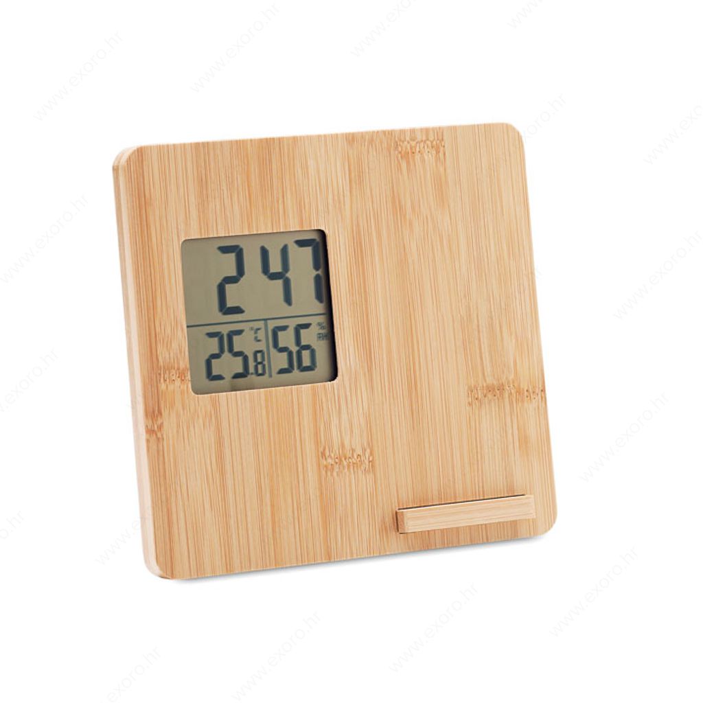 MO6665-40 Punjač bežični FARREL + meteorološka stanica, 15W, drveni