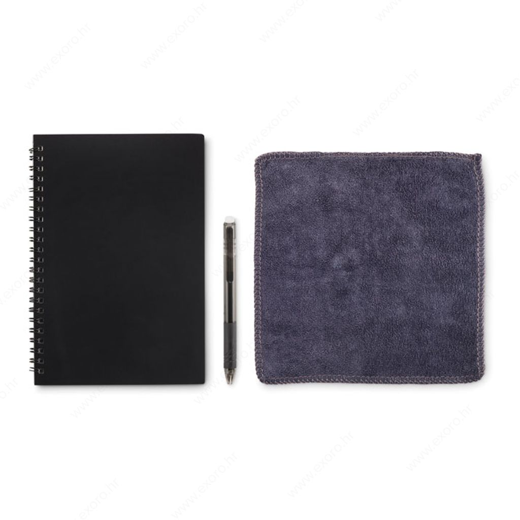 MO6727-03 Notes A5 NOBUUK + olovka + krpa, crni