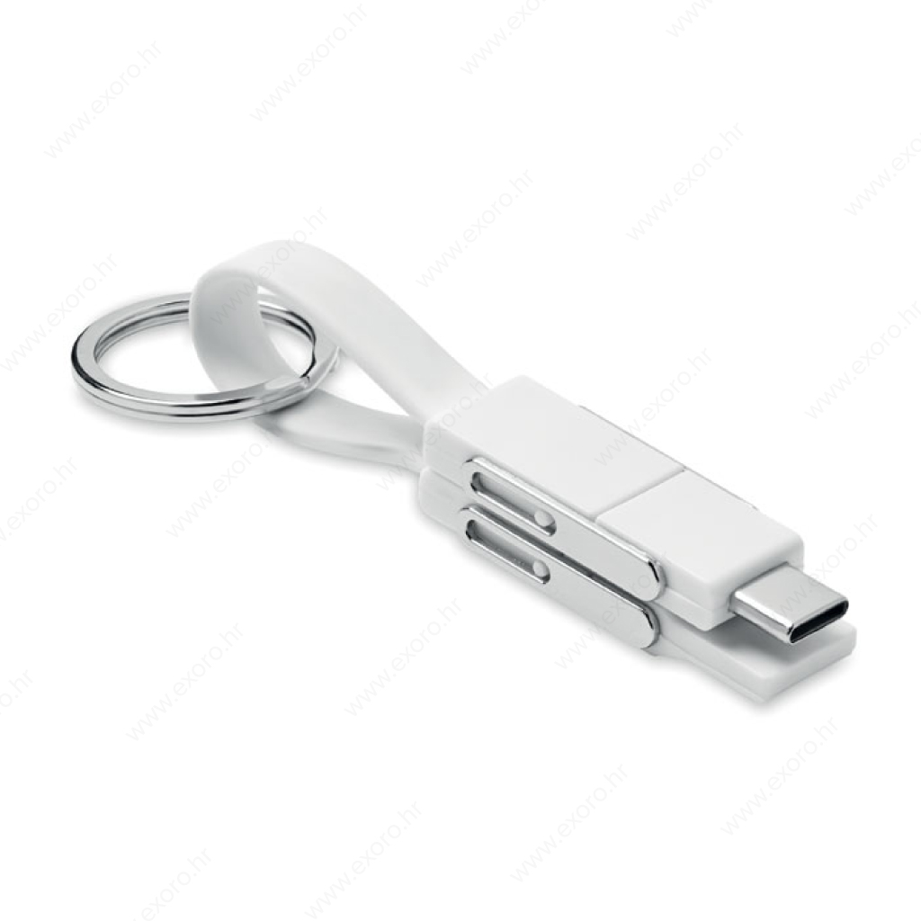 MO6820-06 Kabel za punjenje KEY C 4u1, privjesak, bijeli