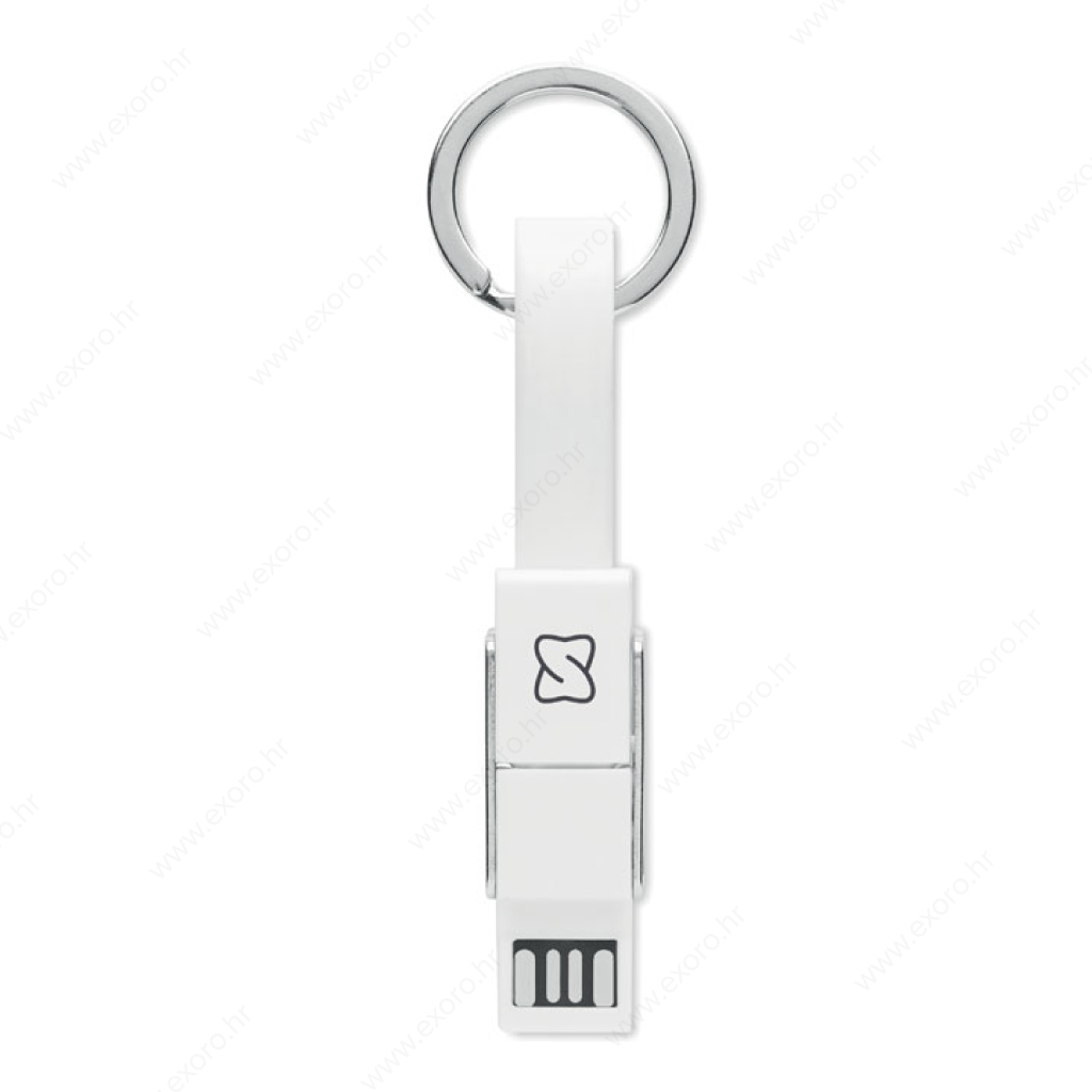 MO6820-06 Kabel za punjenje KEY C 4u1, privjesak, bijeli