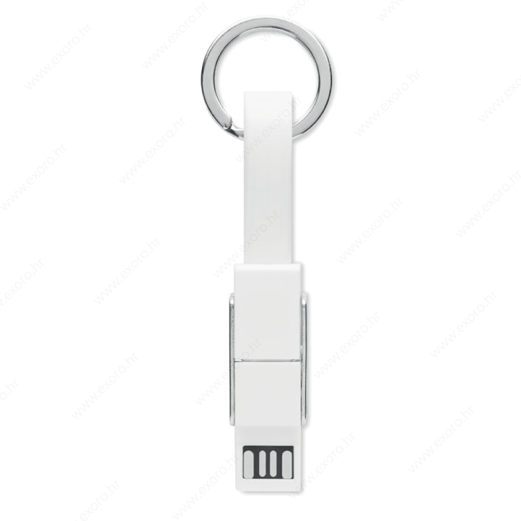 MO6820-06 Kabel za punjenje KEY C 4u1, privjesak, bijeli