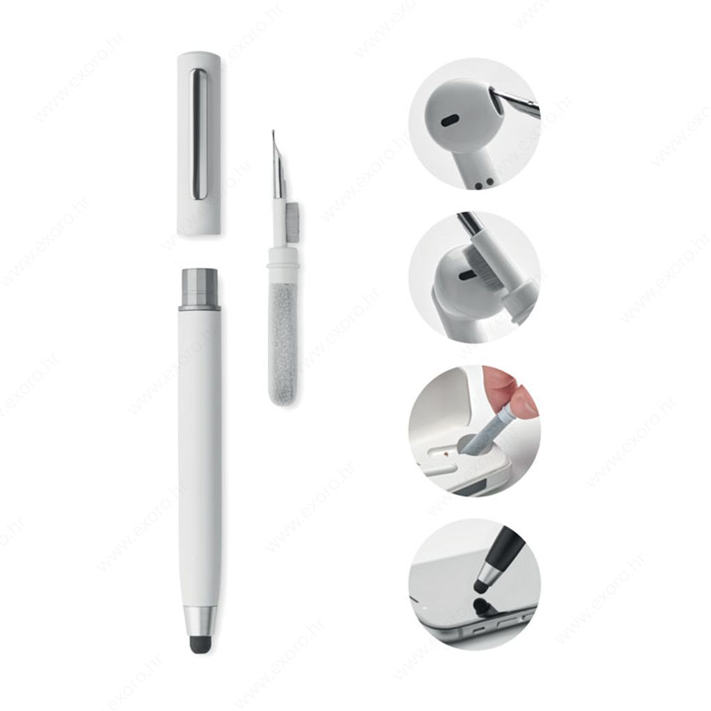 MO6936-06 Olovka kemijska CLEANPEN set za čišćenje slušalica, plavi ispis, bijela