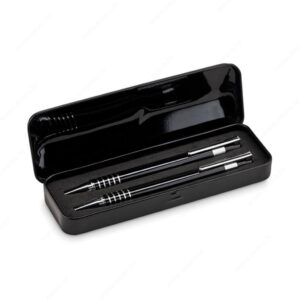 Set darovni ALUCOLOR olovka kemijska+olovka tehnička u metalnoj kutiji crni