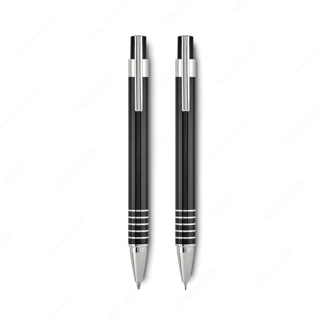 MO7323-03 Set darovni ALUCOLOR olovka kemijska+olovka tehnička u metalnoj kutiji crni