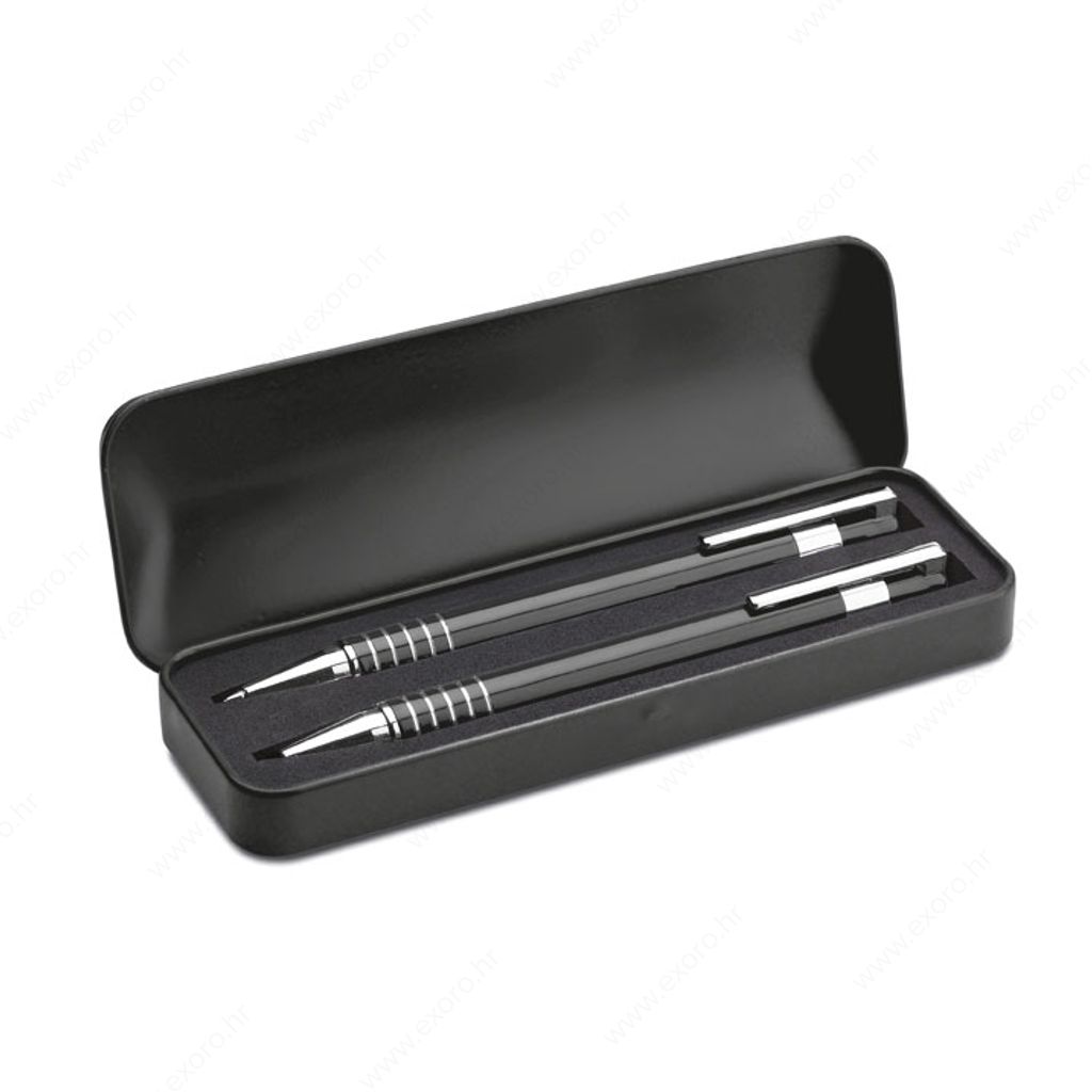 MO7323-03 Set darovni ALUCOLOR olovka kemijska+olovka tehnička u metalnoj kutiji crni