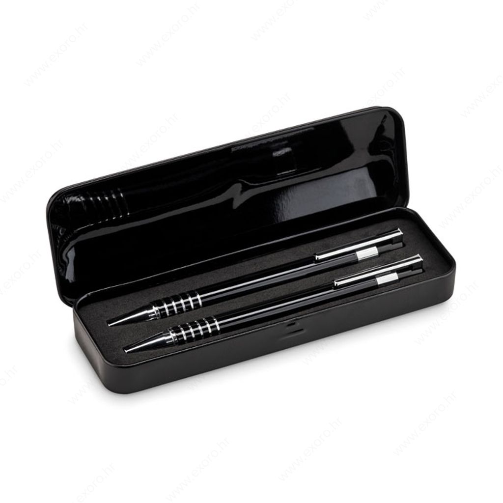 MO7323-03 Set darovni ALUCOLOR olovka kemijska+olovka tehnička u metalnoj kutiji crni