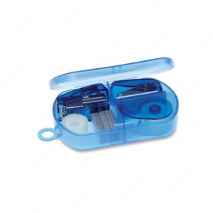 Pribor za pisanje BUROBOX u plastičnoj kutiji, transparent plava