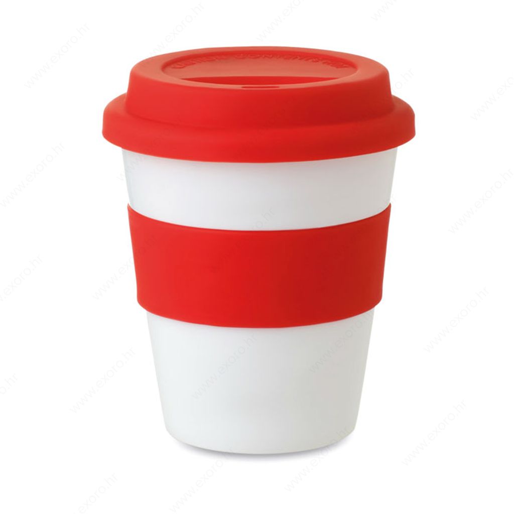 MO8078-05 Čaša ASTORIA PVC/silikon, 350ml, bijelo/crvena