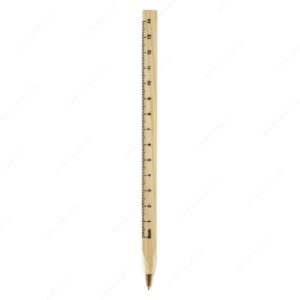 Olovka kemijska WOODAVE, drveno kućište s ravnalom, plavi ispis