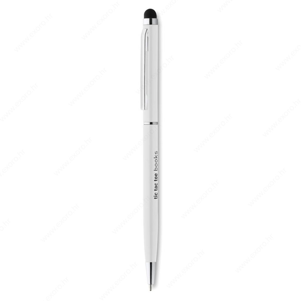 MO8209-06 Olovka kemijska NEILO TOUCH aluminijska, touch, plavi ispis, bijela