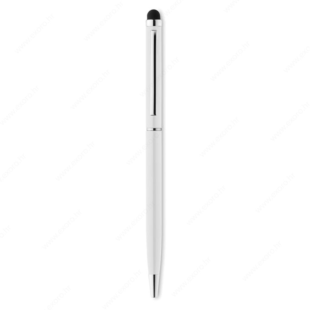 MO8209-06 Olovka kemijska NEILO TOUCH aluminijska, touch, plavi ispis, bijela