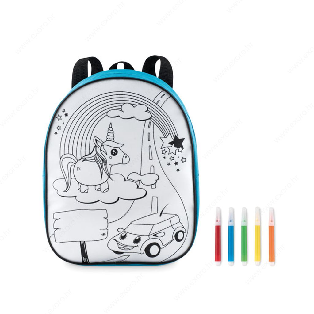 MO9207-12 Ruksak BACKSKETCHY s 5 flomastera bijeli
