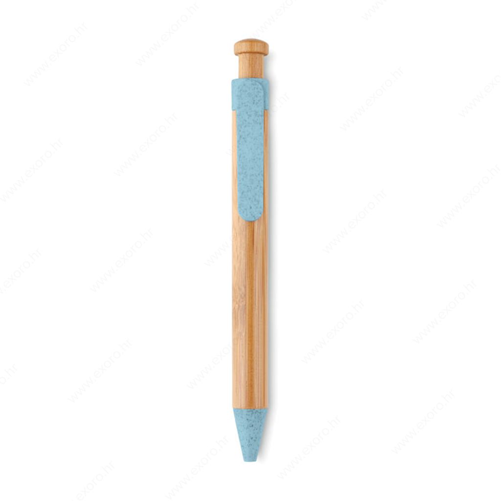 MO9481-04 Olovka kemijska TOYAMA reciklirana, kućište od bambusa, plavi uložak, plava