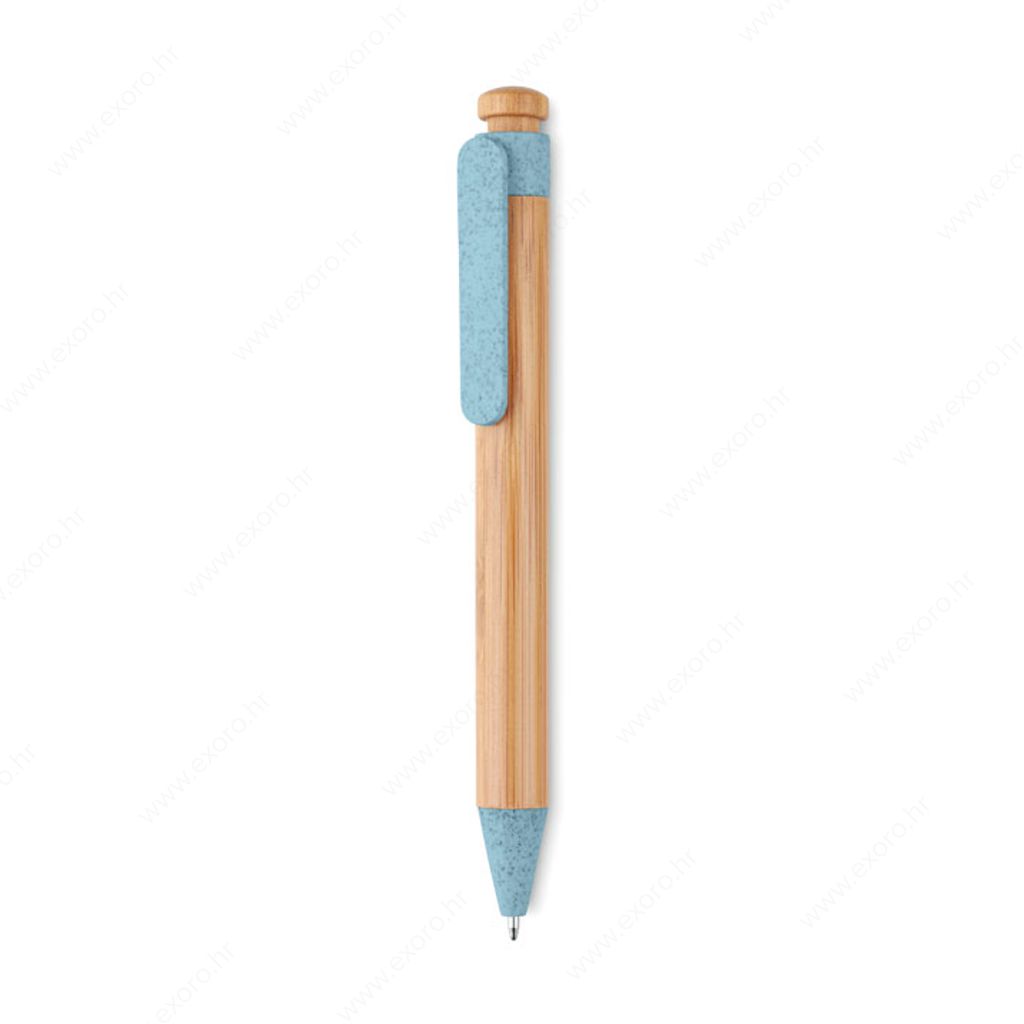 MO9481-04 Olovka kemijska TOYAMA reciklirana, kućište od bambusa, plavi uložak, plava