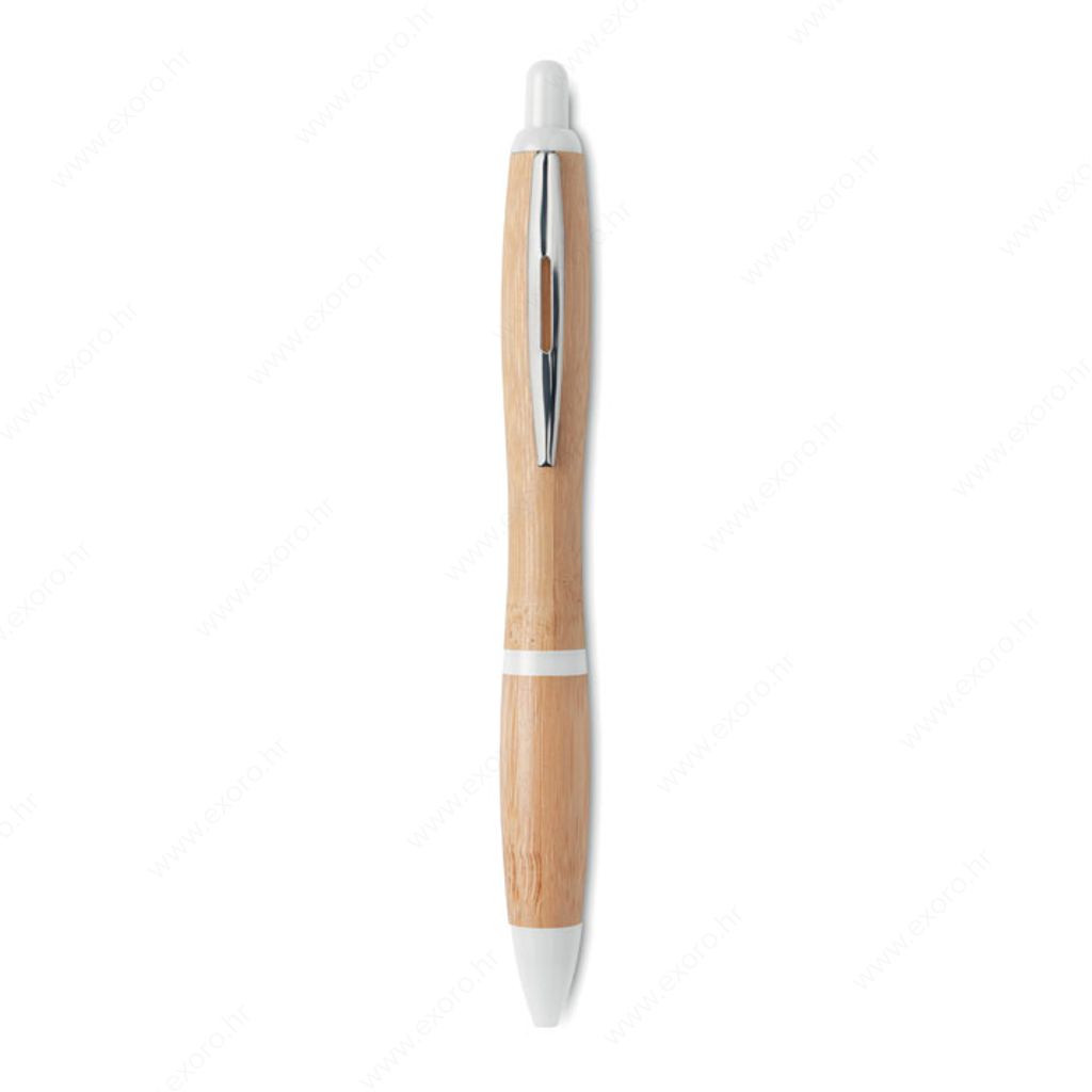 MO9485-06 Olovka kemijska RIO BAMBOO, kućište od bambusa, plavi uložak, bijela