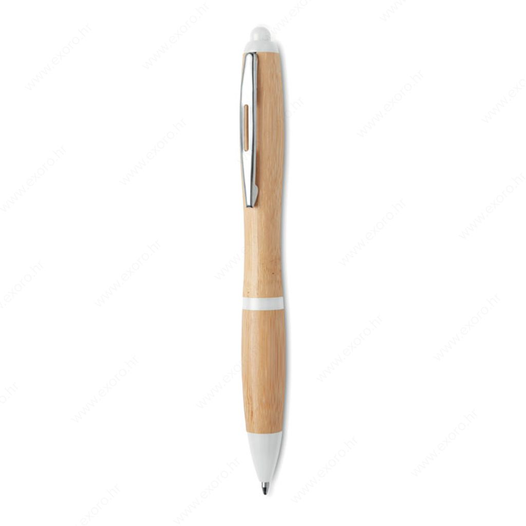 MO9485-06 Olovka kemijska RIO BAMBOO, kućište od bambusa, plavi uložak, bijela