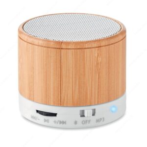 MO9608-06 Zvučnik bežični ROUND BAMBOO 450mAh, drveni/bijeli