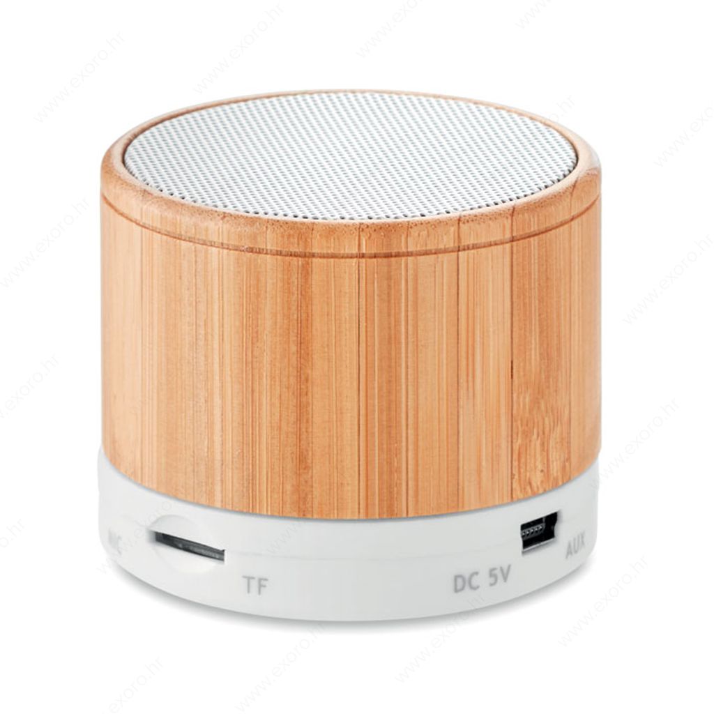 MO9608-06 Zvučnik bežični ROUND BAMBOO 450mAh, drveni/bijeli