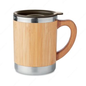 Šalica termo MOKKA metalna, 300ml, drvena