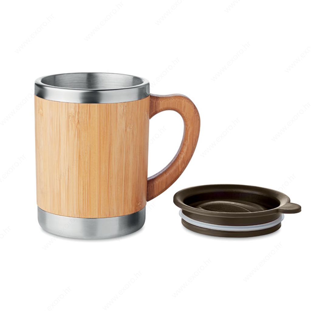 MO9689-40 Šalica MOKKA termo, metalna, 300ml, drvena
