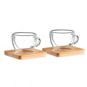 Šalice BELIZE + drveni podmetač + poklon kutija pk2