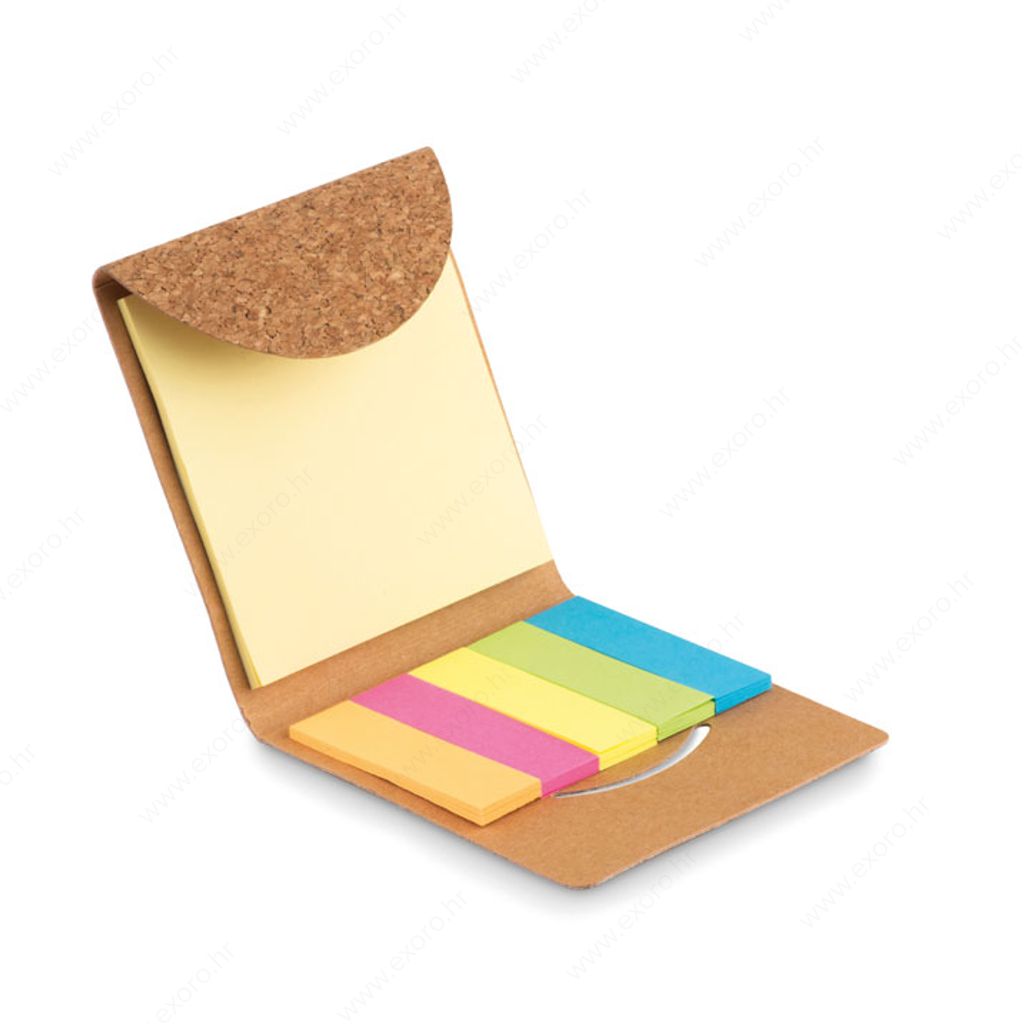 MO9858-13 Notes-blok FOLDCORK samoljepljivi + zastavice, reciklirani, 125L, pluto