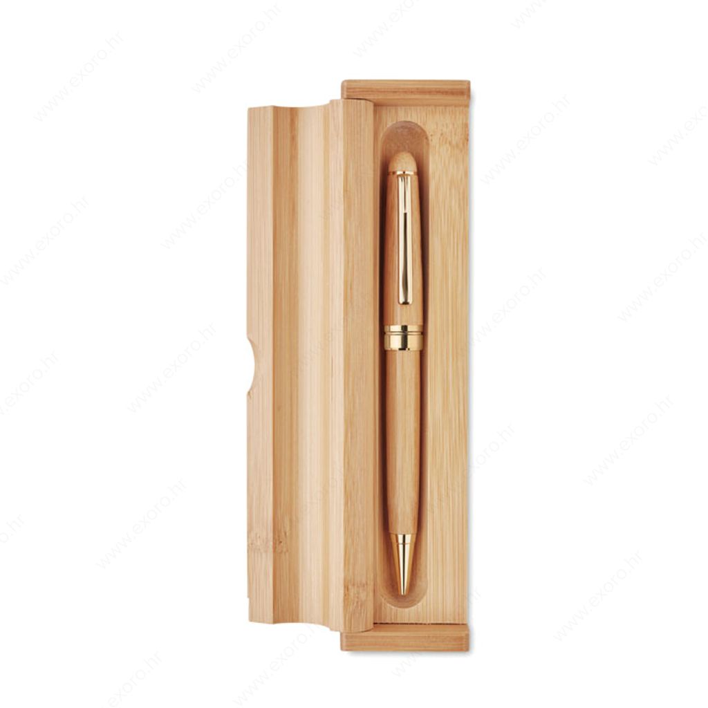 MO9912-40 Set darovni ETNA olovka kemijska u kutiji od bambusa