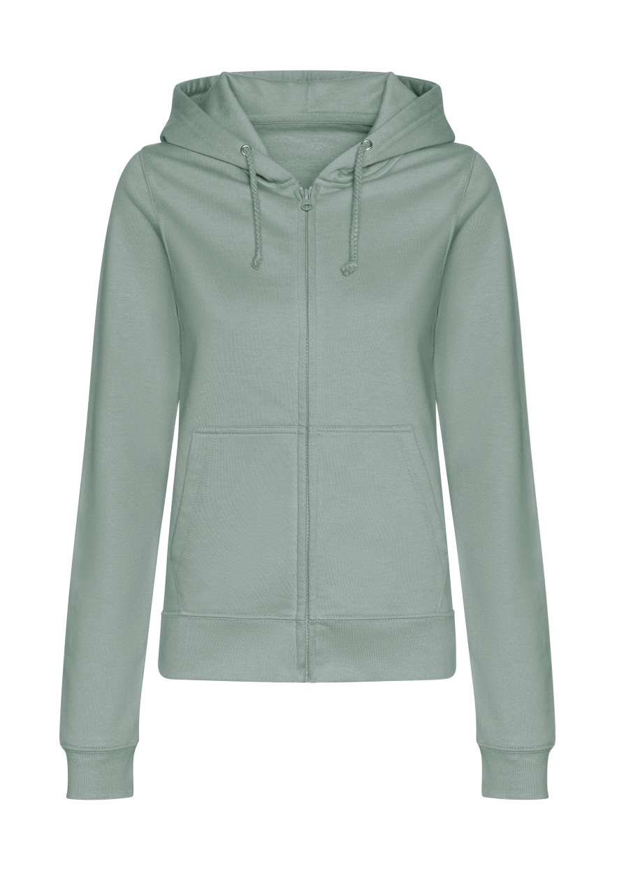 Majica s kapuljačom i zipom JUST HOOD AWDis woman 280g, zelena (dusty green) M