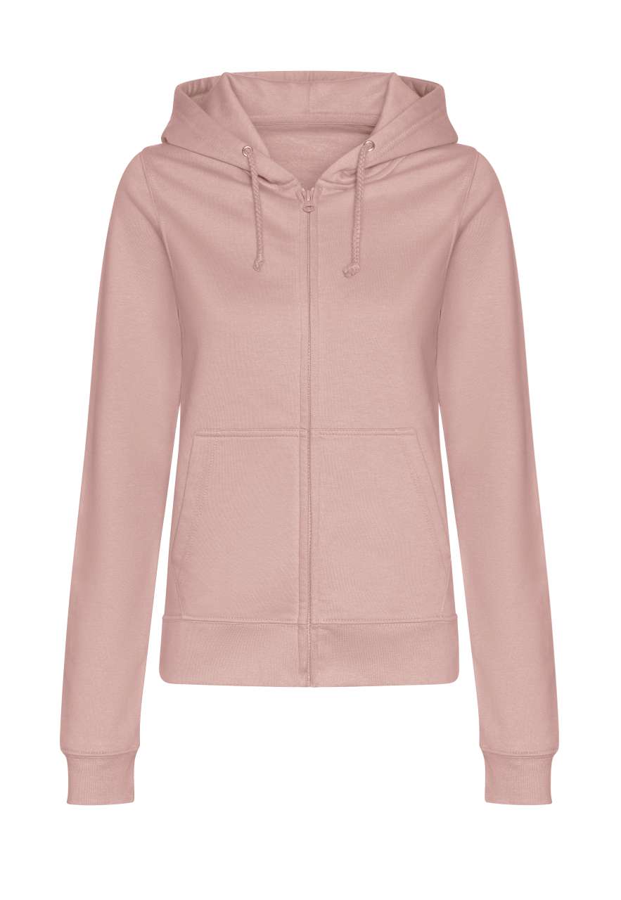 Majica s kapuljačom i zipom JUST HOOD AWDis woman 280g, roza (dusty pink) S